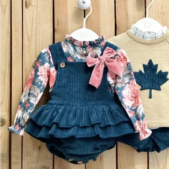 Floral Navy Corduroy Baby Girl Set Miranda Spain
